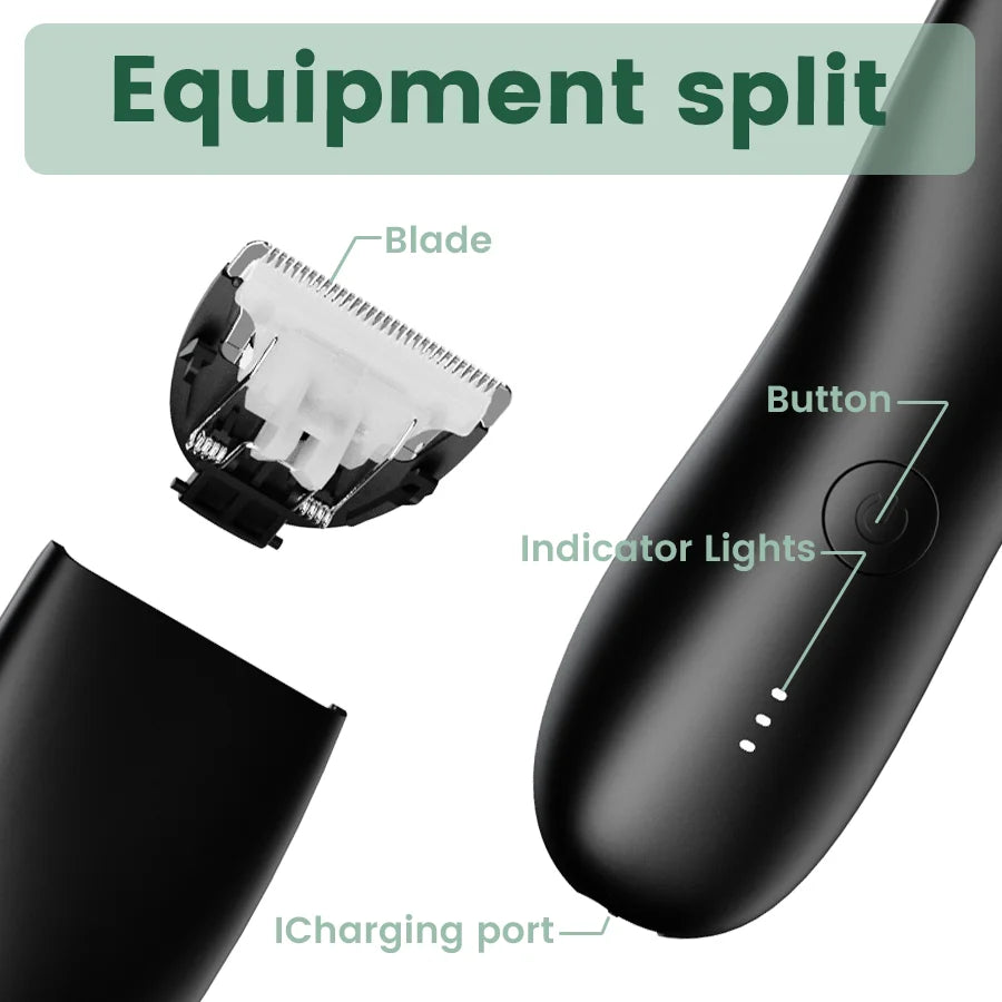 Men's Electric Groin & Body Shaver - Waterproof Dual Head Trimmer Kit w/ LED Light & Foil Blades