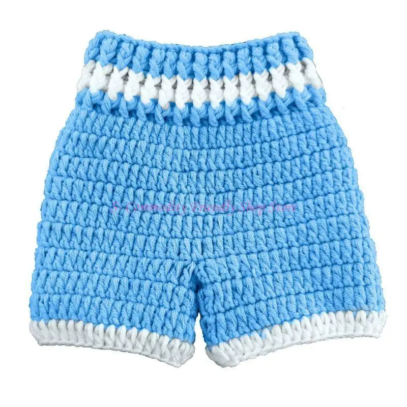 Newborn Photography Set Bath Gift Woven Photography Props Boxing King Blue Red Pink Boxing Suit Handmade Crochet