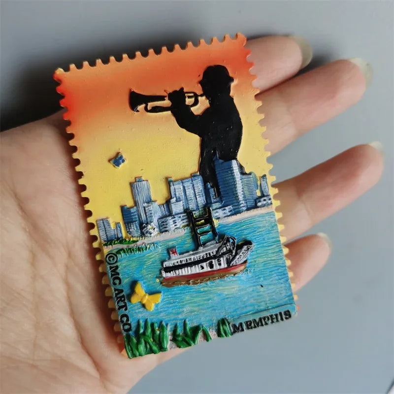 World Tourism Fridge Magnet Souvenir USA Las Vegas Florida Cultural Landscape Refrigerator Stickers Gift Set Home Decoration