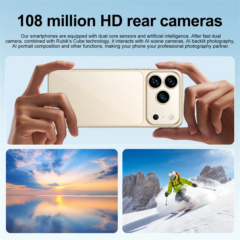 HOT i17 Pro Max Original 2026 7.0HD Global Edition Android 15 Smart Facial Function Dual Card 8000mAh Battery Recognition GG2
