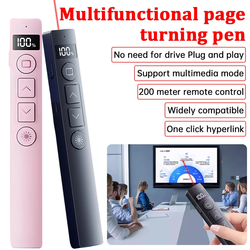 Powerpoint Pointer Wireless Presentation Clicker USB Rechargeable Remote Control Page Turning Pen for Speech Teacher Presenter