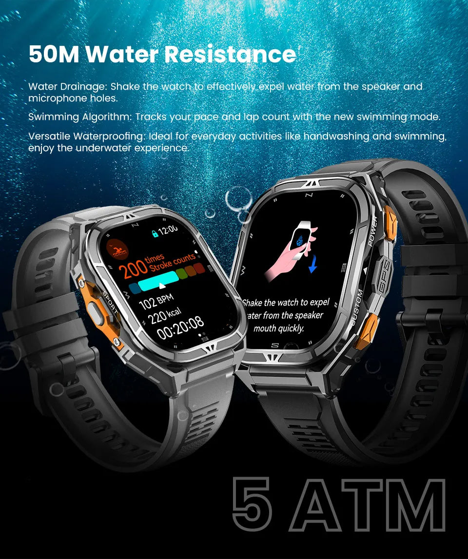 2025 NEW TANK X5 Smartwatch 5ATM Waterproof GPS Dual-Frequency tracking 1.96" AMOLED 530mAh Compass 170+ Sports Fitness Tracker