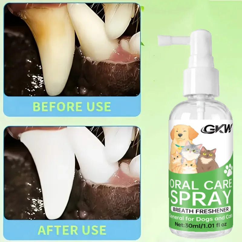 Pet Dental Spray, No Brushing Needed, Cleans Teeth, Freshens Breath, for Cats & Dogs All Breeds, Safe Formula, Daily Dental Care