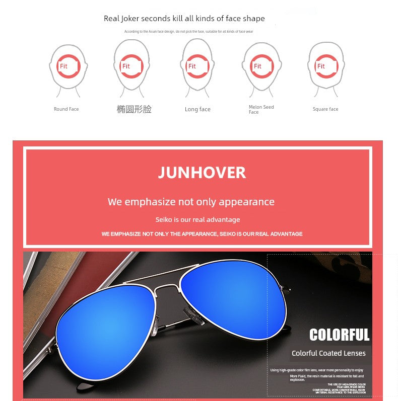 Special Offer Internet Celebrity Aviator Sunglasses Colorful Star Sunglasses Men and Women Same Fashion Couple UV Protection Drivers' Sunglasses