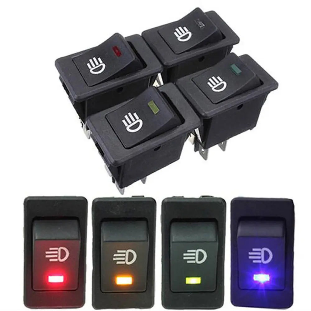 1 Pcs Rocker Switch ASW-17D LED Car Modification Fog Light Switch Warped Plate Boat Headlight 12VDC 35A DPST 4P With LED