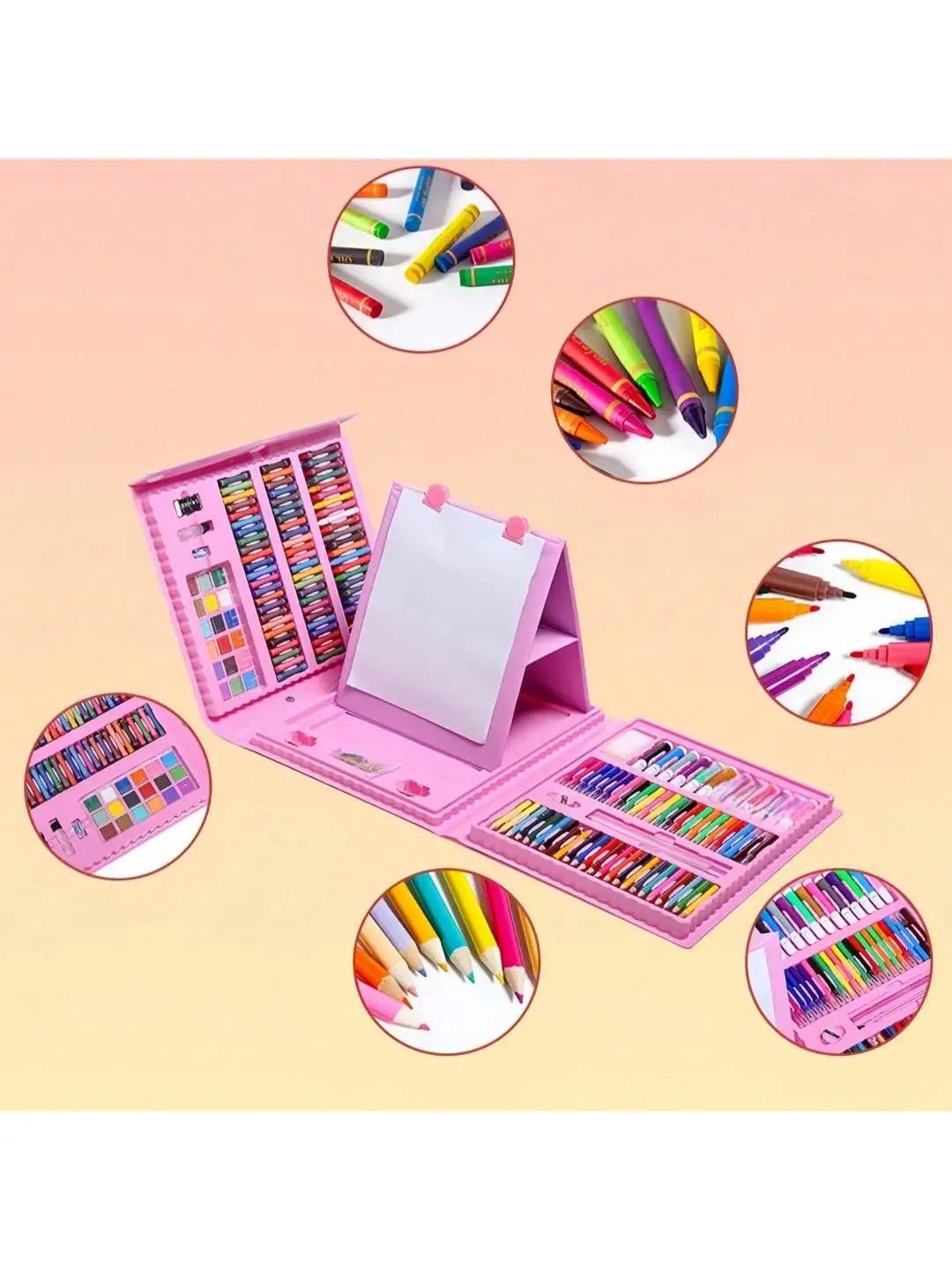 Children's Watercolor Painting Set, Including Illustration Books, Crayons, Pencil Sharpener, Eraser, Marker Pen Set and Drawing Book (Random Box Designs, All Accessories Are Shipped in Random Combinations)