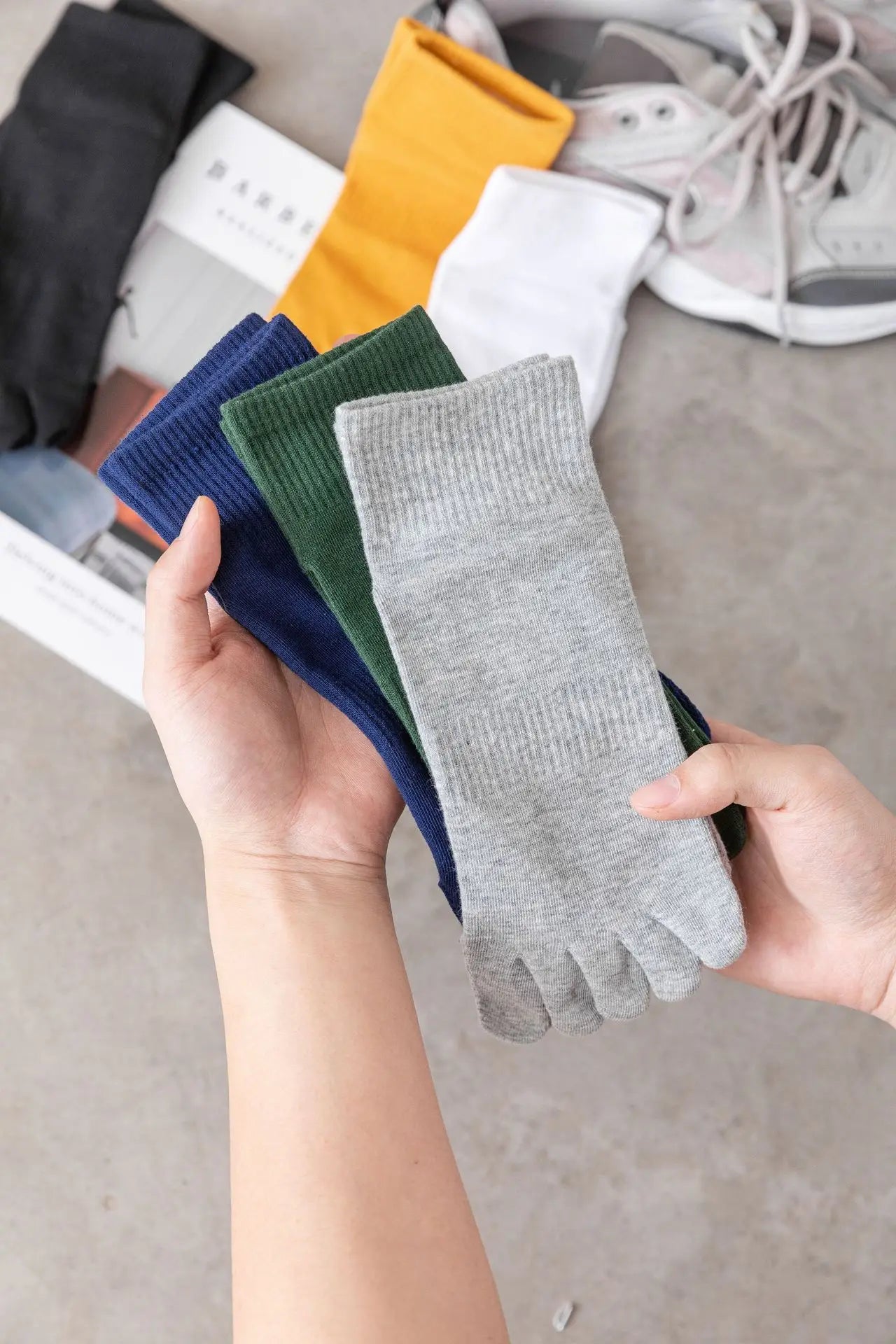 Men's Five Finger Ankle Sport Socks Cotton Breathable Mesh No Show Socks with Toes Fashion Sweat-absorbing High Quality Sokken