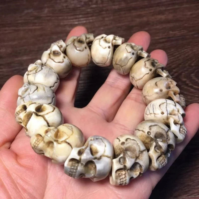 Old Materials Antlers Carved Skull Men's Personality Buddha Beads Bracelet Accessories Collection
