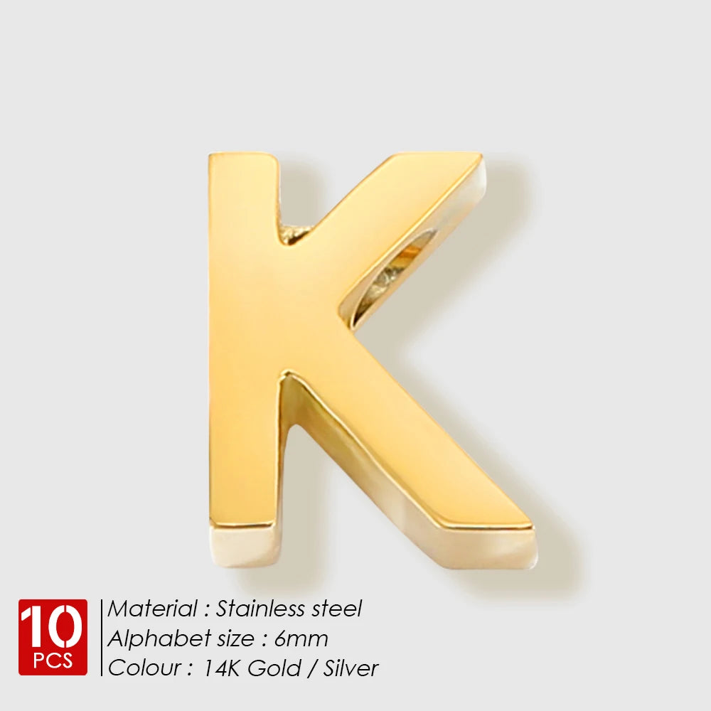 EManco 10PCS Minimalist Style Stainless Steel 26-Letter Pendant for Custom Name Jewelry Commute Social Casual Fashion Accessory