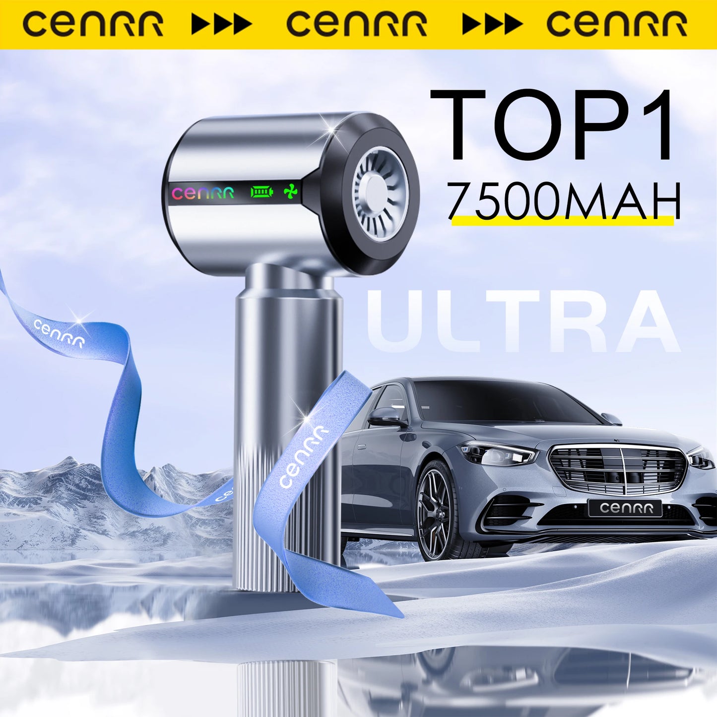 CENRR New Wireless Car Vacuum Cleaner Mini Powerful Portable HandHeld Car Cleaner LED Power Display Gift Lamp Air Gun  7500mAh