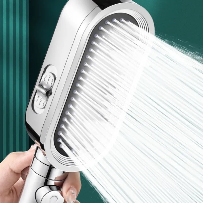 New Design 3 Modes High Pressure Shower Head Built-in Filter Handheld Adjustable Button Water Saving Nozzle Bathroom Accessories