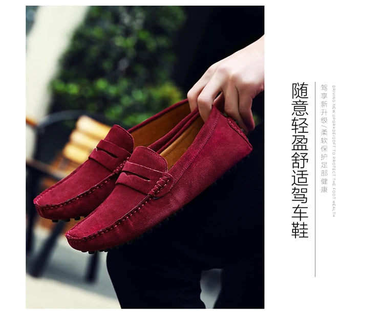 Men's Casual Fashion Genuine Leather Loafers Moccasins Slip-On Driving Shoes 38-50 Size Range Male Flats Comfort Footwear
