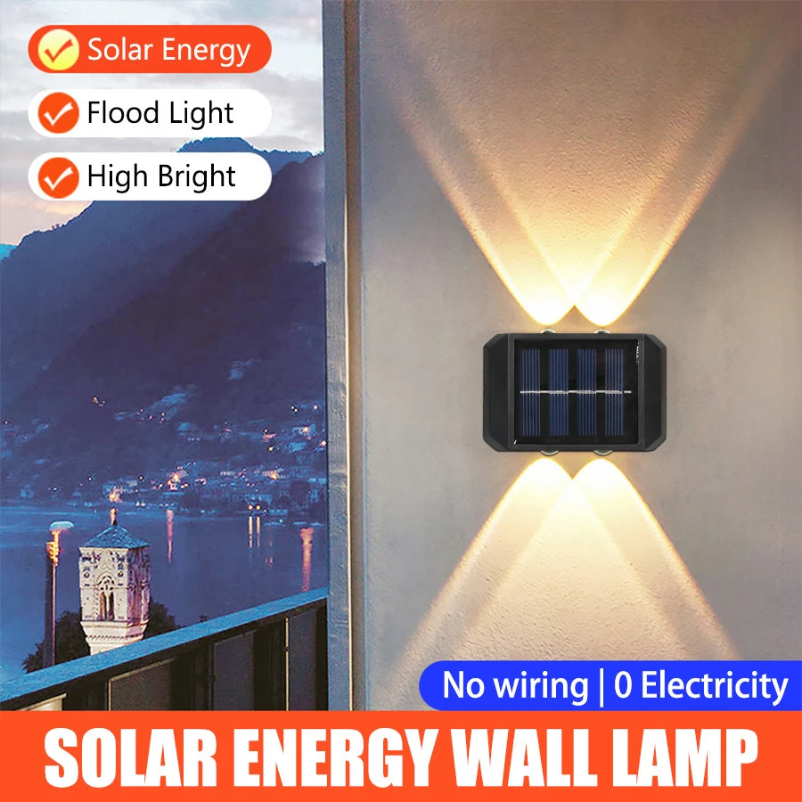 4/6/8 LED Solar Double-headed High Brightness Wall Lights Garden Lights Door Sign Wall Lights Outdoor Waterproof Wall Decor Led