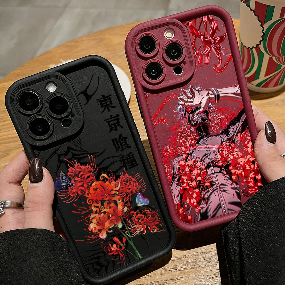 Anime Red Spider Lily T-Tokyo GhoulS Phone Case For IPhone 17 16e 16 15 14 13 12 11 Air Pro Max Mini XR Plus Soft TPU Back Cover