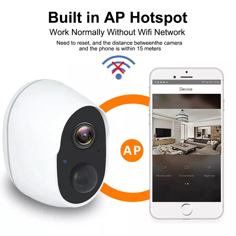 3MP Battery Solar WiFi Security CCTV 130 Wide View Angle 5XDigital Zoom Waterproof Outdoor Solar Camera 5200mAh Rechargeable Cam