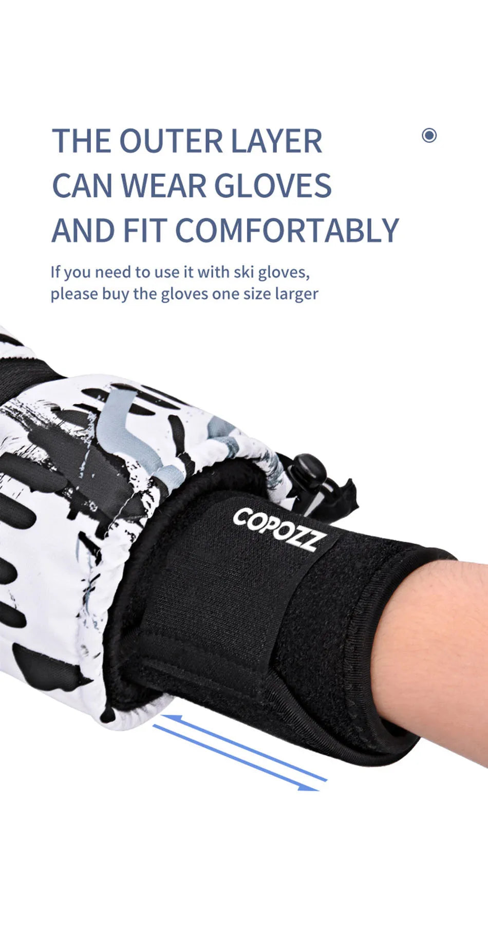 COPOZZ Ski Wristbands Unisex Wrist Wear-resistant Non-slip Protection Sweat Bands Running Fitness Sports Protection Equipment