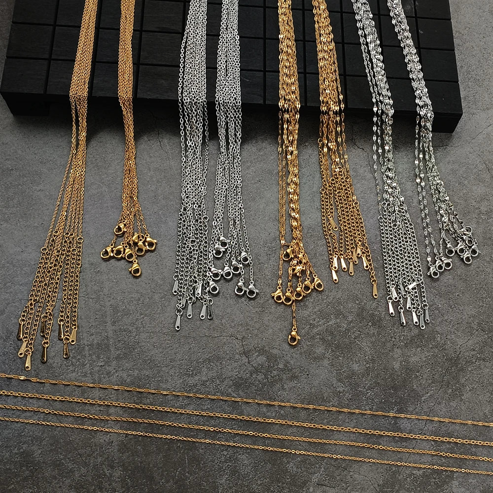 10pcs/lot Bulk Wholesale Stainless Steel Necklace Chain Necklace Choker Chains for DIY Jewelry Making Handmade Accessories