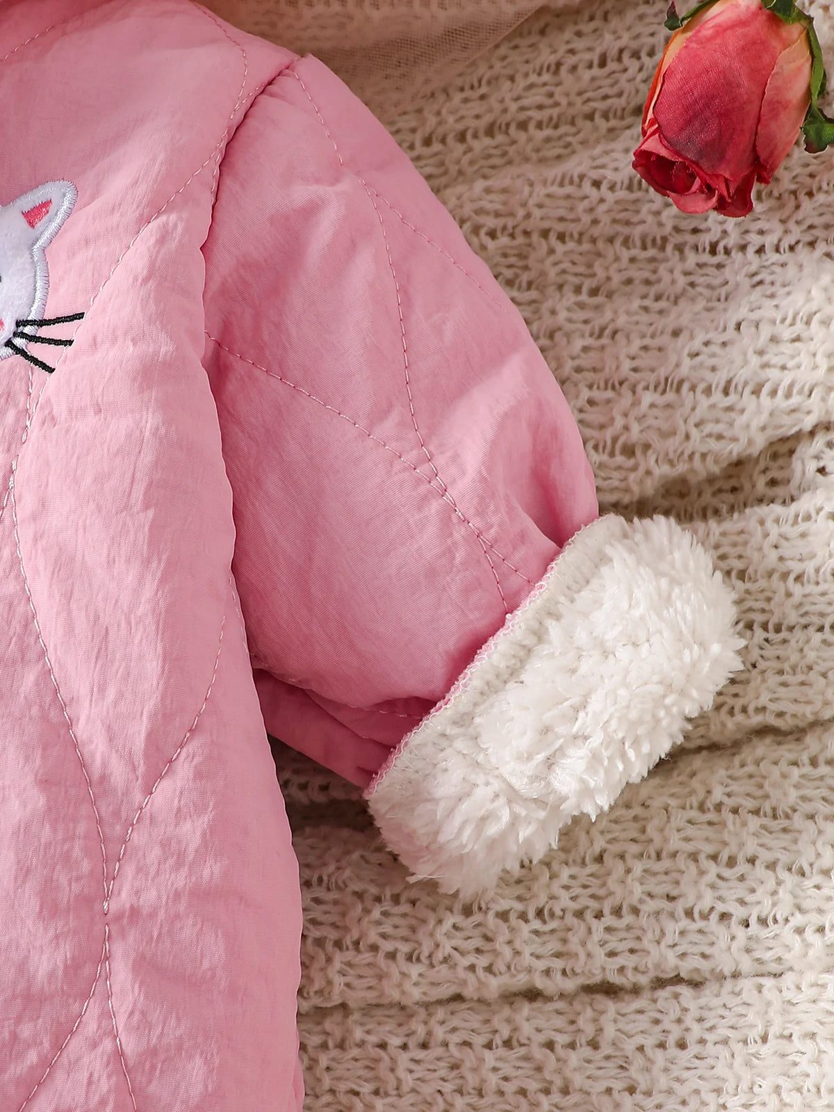 IURNXB Baby Winter Hooded Romper Cute Cat Fleece Jumpsuit Infant Warm Thick Onepiece Outfit for Newborn Girls Outdoor Wear 1-18M