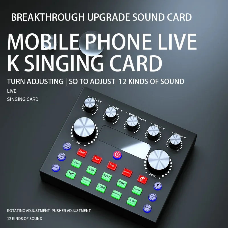 V8S Live Sound Card Podcast Equipment Bundle,with Microphone Set Device,Music/Recording Live Streaming For DJ Disco Device