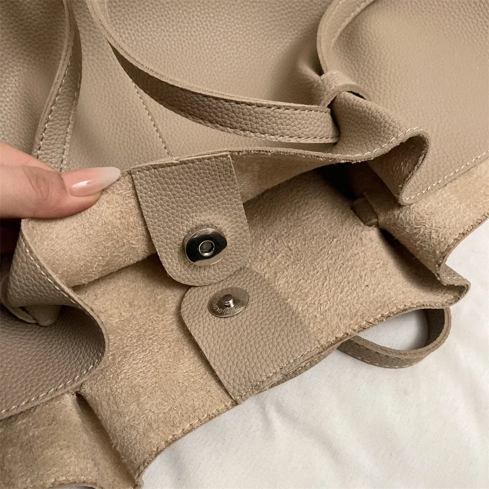 Branded Designer Shoulder Tote Bags For Women Soft PU Leather 2-IN-1 Big Capacity Shopper Tote Set 2026 Luxury Designer Handbags