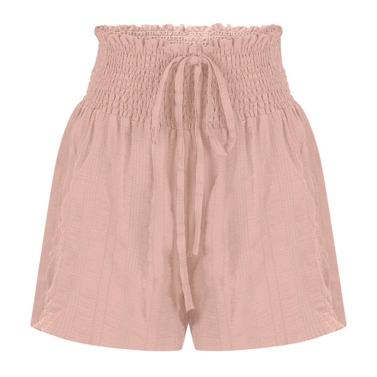 Women Casual High Waist Shorts Skirt Smocked Elastic Drawstring A-Line Flowy Short Skirt Pants Summer Solid Color Beach Skorts