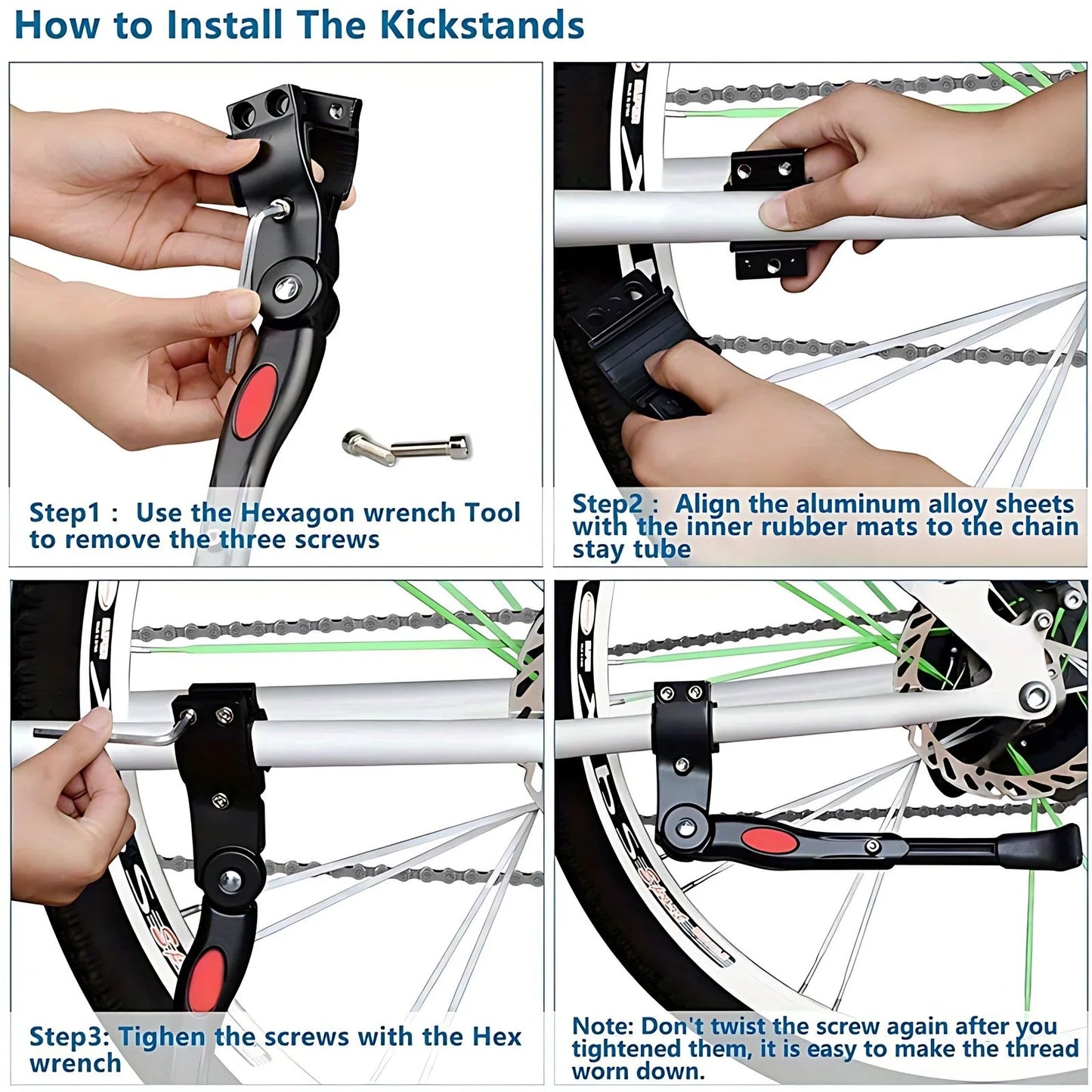 24/27 Inch Bike Kickstand Adjustable Heavy Duty Aluminum Alloy Bicycle Kickstand for Mountain Road Bikes Cycling Accessories