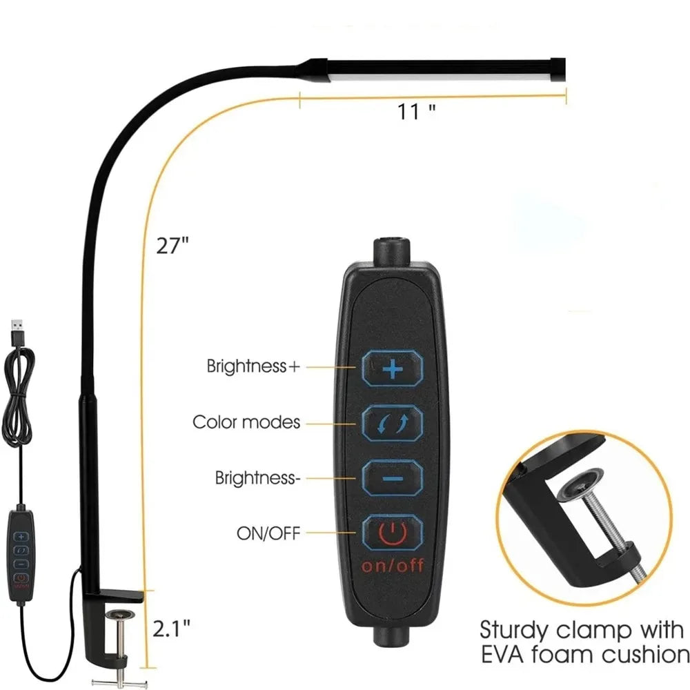 Double Single Head Led Clip Desk Lamp Dimmable Computer Table Lamps Monitor Light Architect Table Lamp for Office Reading Lights