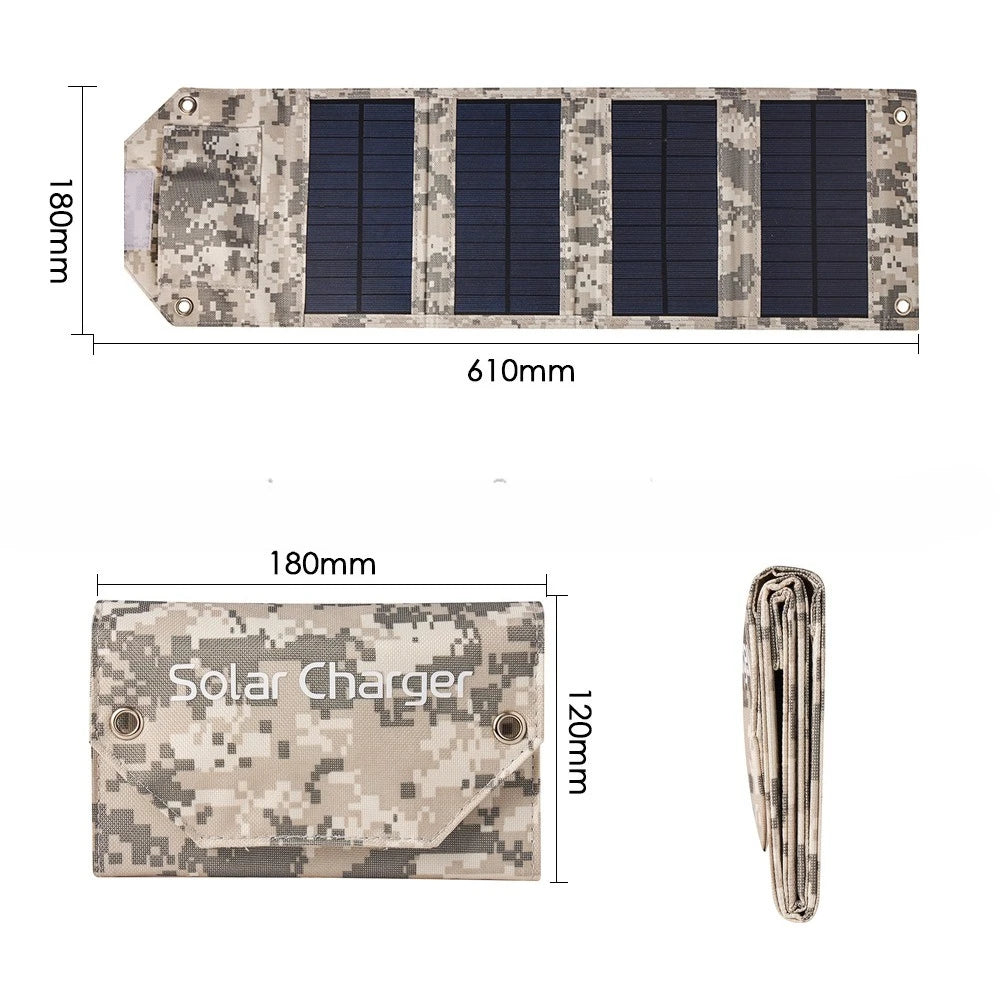 600W Foldable Solar Panel Phone Charger 5V Solar Panels Plate USB  Solar Panels Power Bank for Cell Phone Camping Emergency