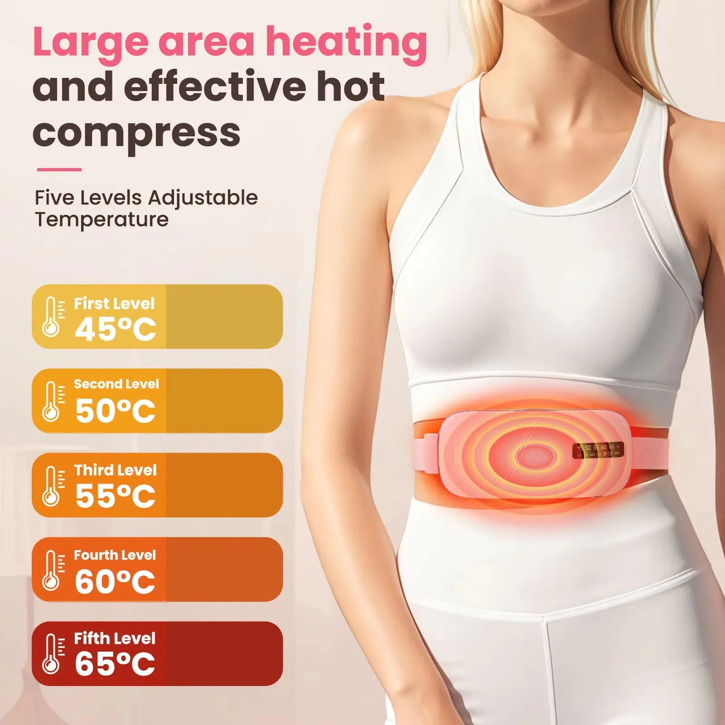 Cordless Electric Heating Pad Belt Adjustable Levels for Women Best Abdominal Heating Massager Hot Compress for Menstrual Period