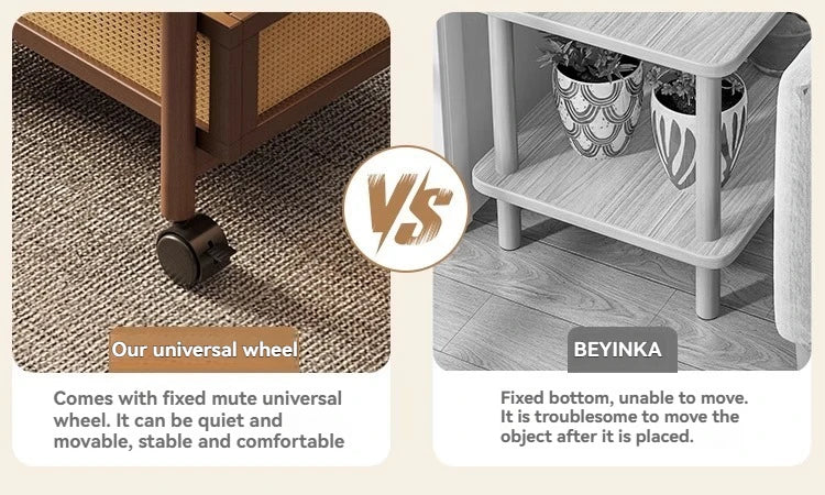 Sofa side table, movable coffee table, small cart, living room small table, bedside side cabinet with wheel storage rack