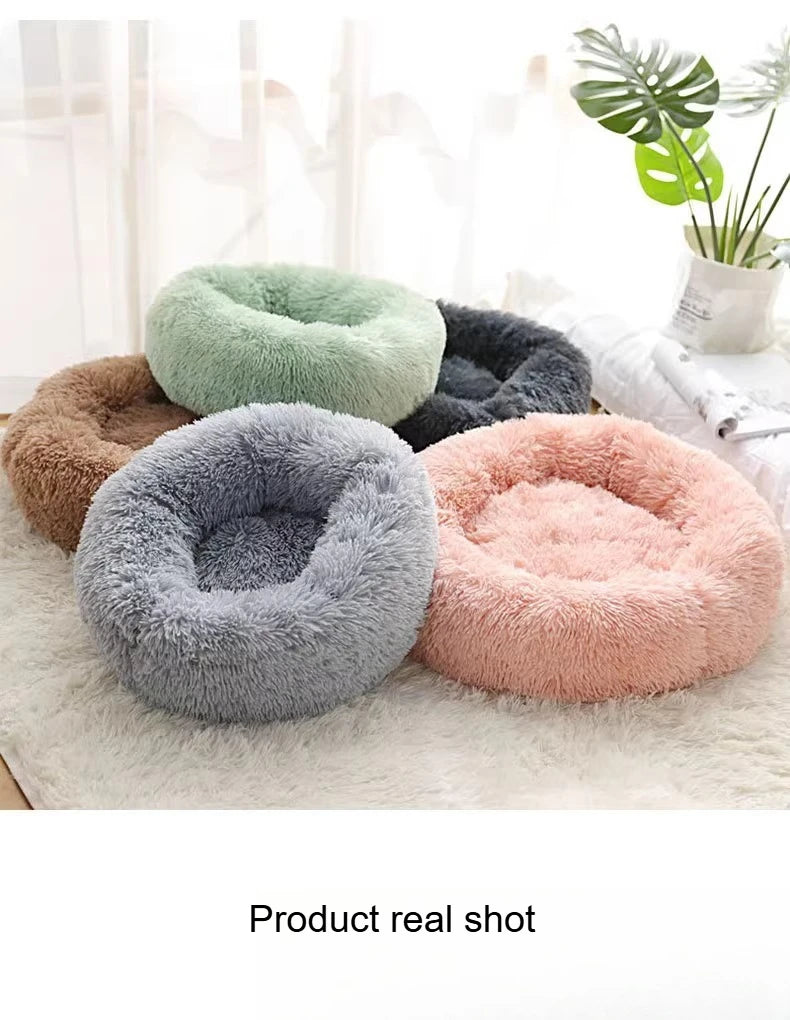 Cozy Winter Pet Bed! Plush Round Nest for Cats/Dogs, Detachable & Washable, Home Decoration Fit