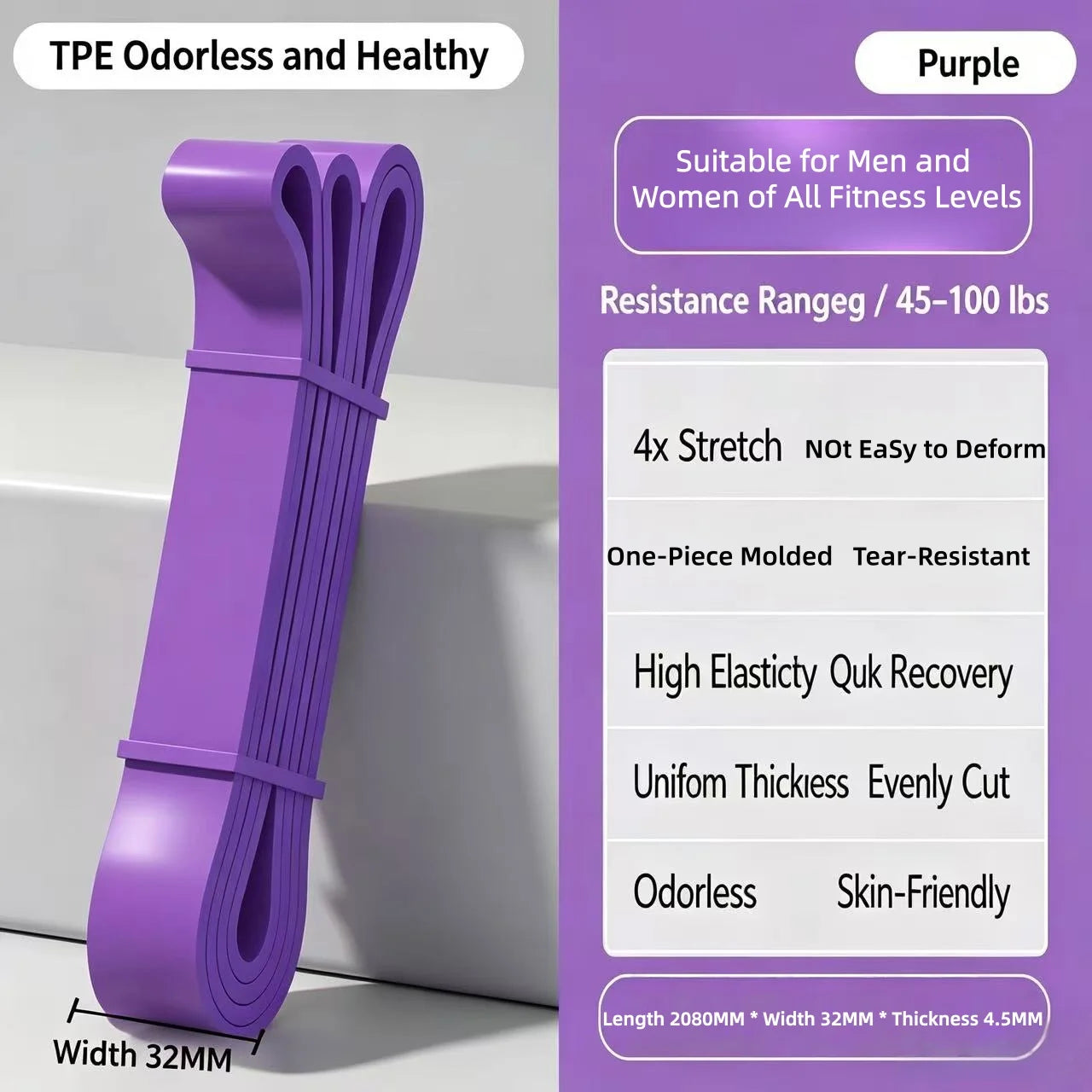TPE Resistance Bands 6 Levels Different Strength Elastic Exercise Bands for Pull Up Assist, Yoga, Pilates, Physical Therapy, Bod