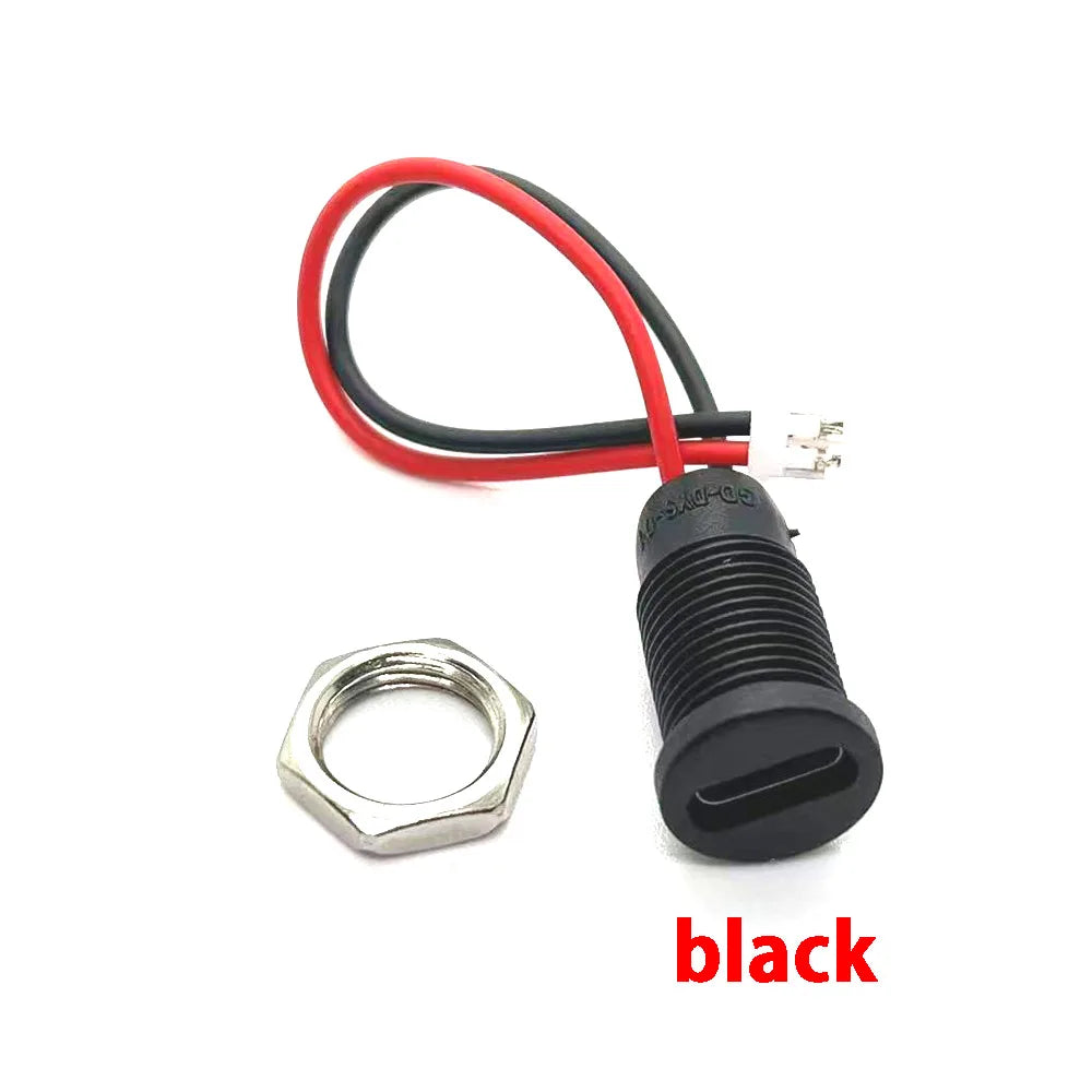 2Pin Wire LED light USB Type-c Waterproof Connector Direct compression female base Female Socket Charging Interface With Welding