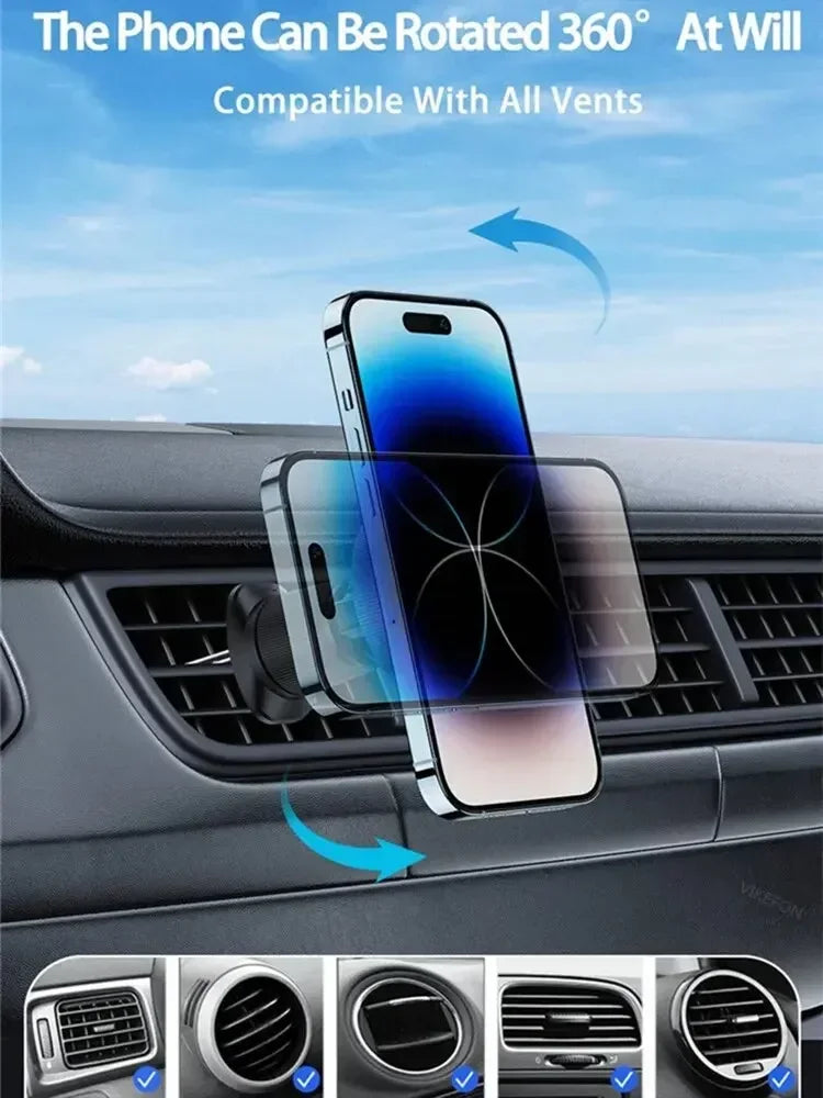 Qi2/Cooler Magnetic Wireless Car Charger LED Light Air Outlet Phone Holder for iPhone 16/15/14/13 Pro Max Fast Charging Station