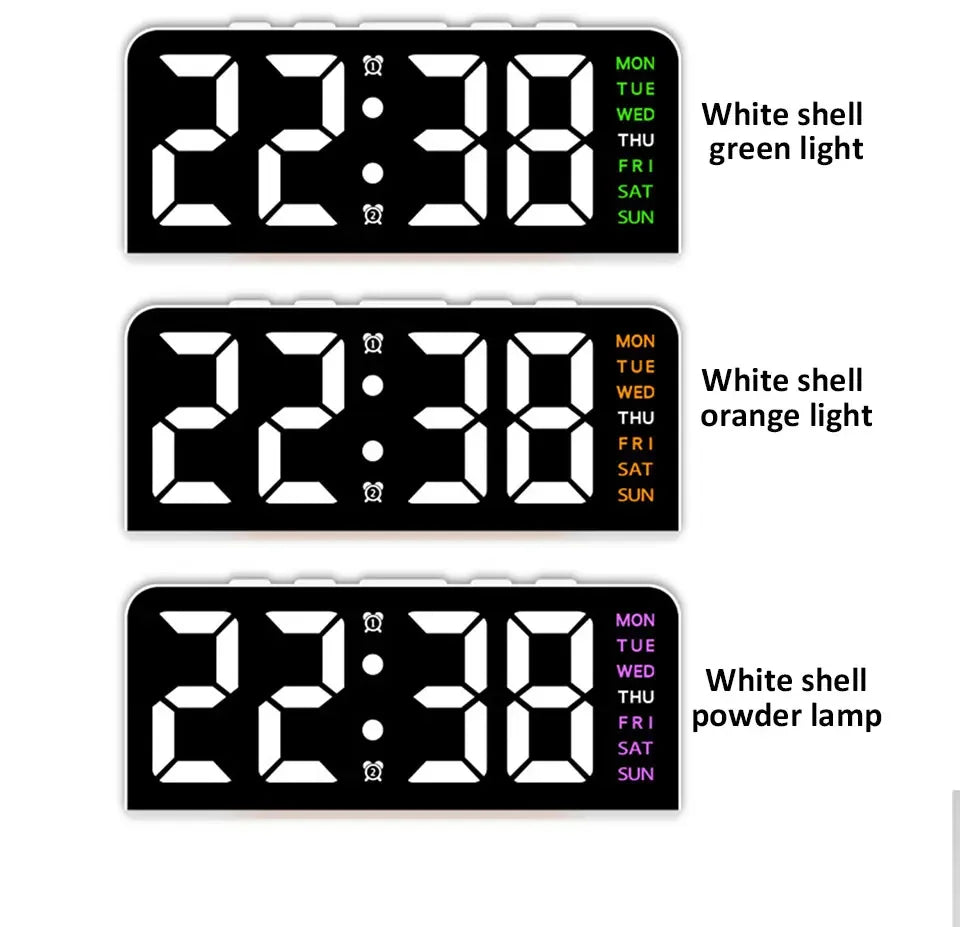 7'' LED Digital Alarm Clock Table Clock Three-Level Adjustable Brightness Dimmer/Dual Alarm/Temp/Date/Night Light for Bedrooms