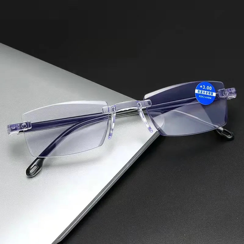 Intelligent Zoom Anti-blue Light Reading Glasses Frameless Cutting Edge Presbyopic Glasses Men and Women Presbyopic Glasses