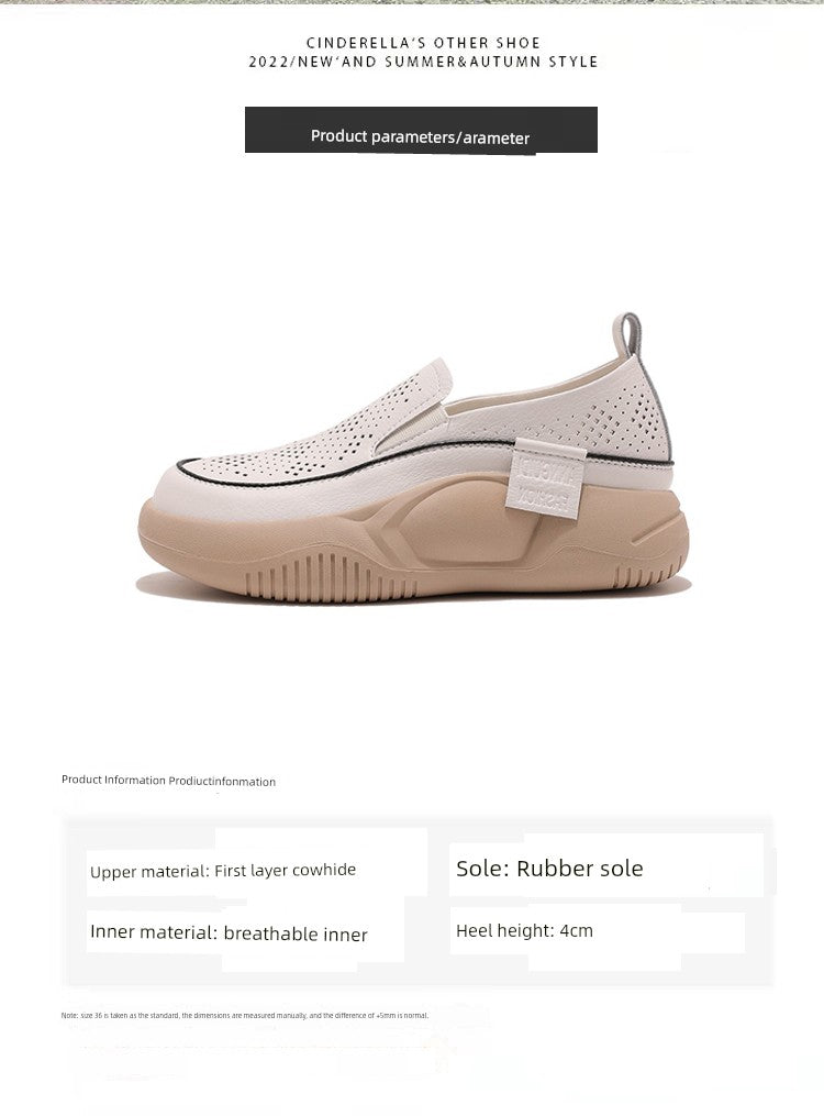 First Layer Cowhide Hollow Soft Bottom Summer Slip-on Flats