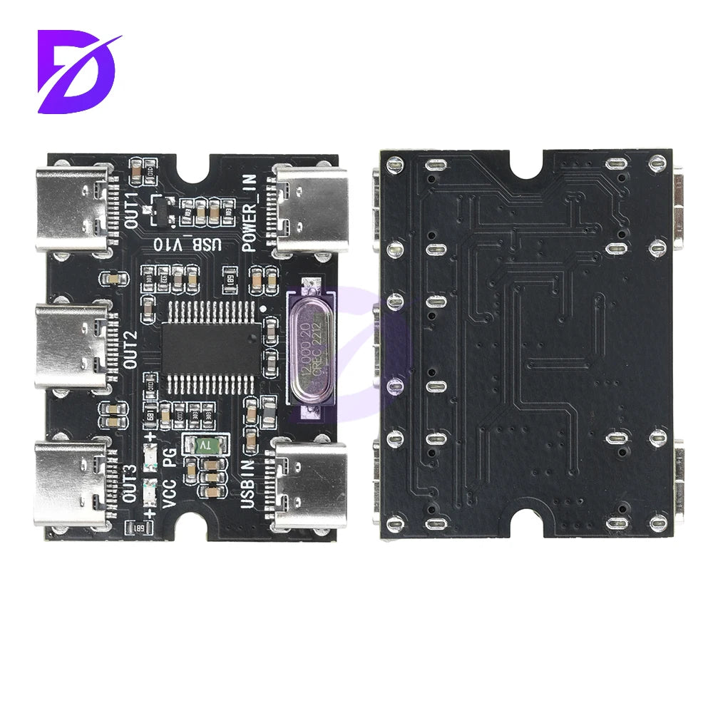 USB Expansion Board Hub 1 In 3 Out Hub Expansion Module With Power Interface Type C