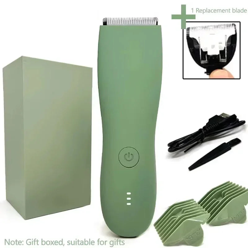 Balls Trimmer Men, Pubic & Body Hair Trimmer Groin Men, IPX7 Waterproof Electric Body Groomer with Replaceable Ceramic Blade