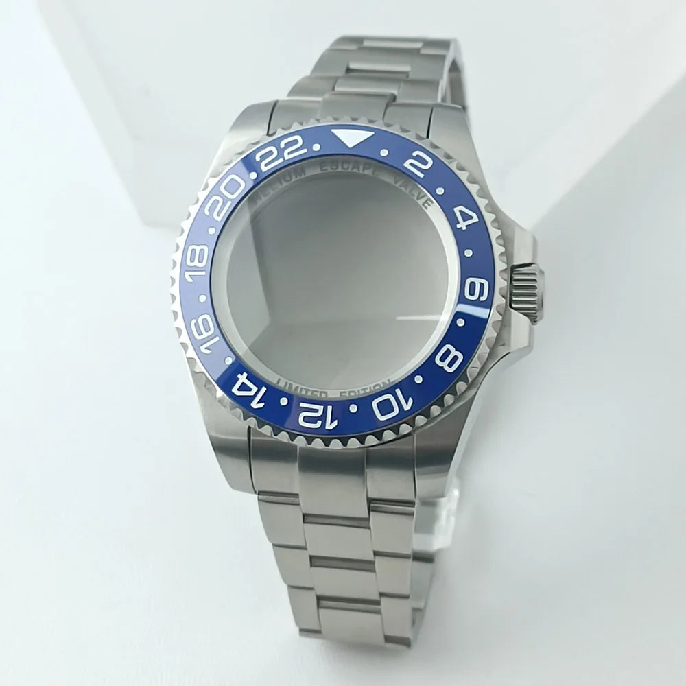 44MM Ceramic Bezel Case Silver SEA Big DEEP Homage Sapphire Crystal Watch Case Stainless 21MM Watch Strap Fit NH35 NH36 Movement