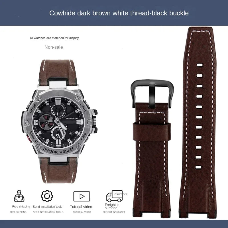 for Casio GST-S130/S110/S120/W130l/B100/W300 Strap Belt Genuine Leather Nylon Men's Watch Band Replacement bracelet Accessories