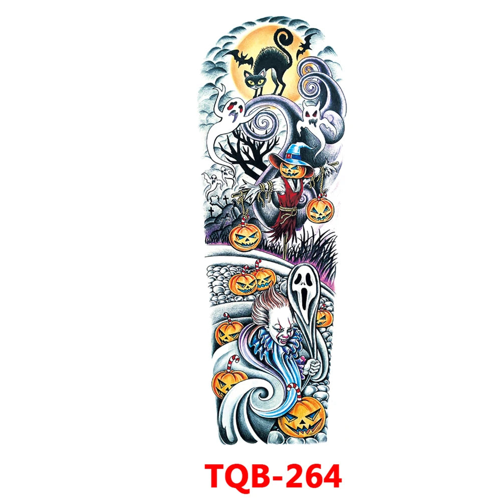 Full-arm Tattoo Stickers With The Crown Of The Virgin Of Jesus And Lion Waterproof Tattoo Stickers