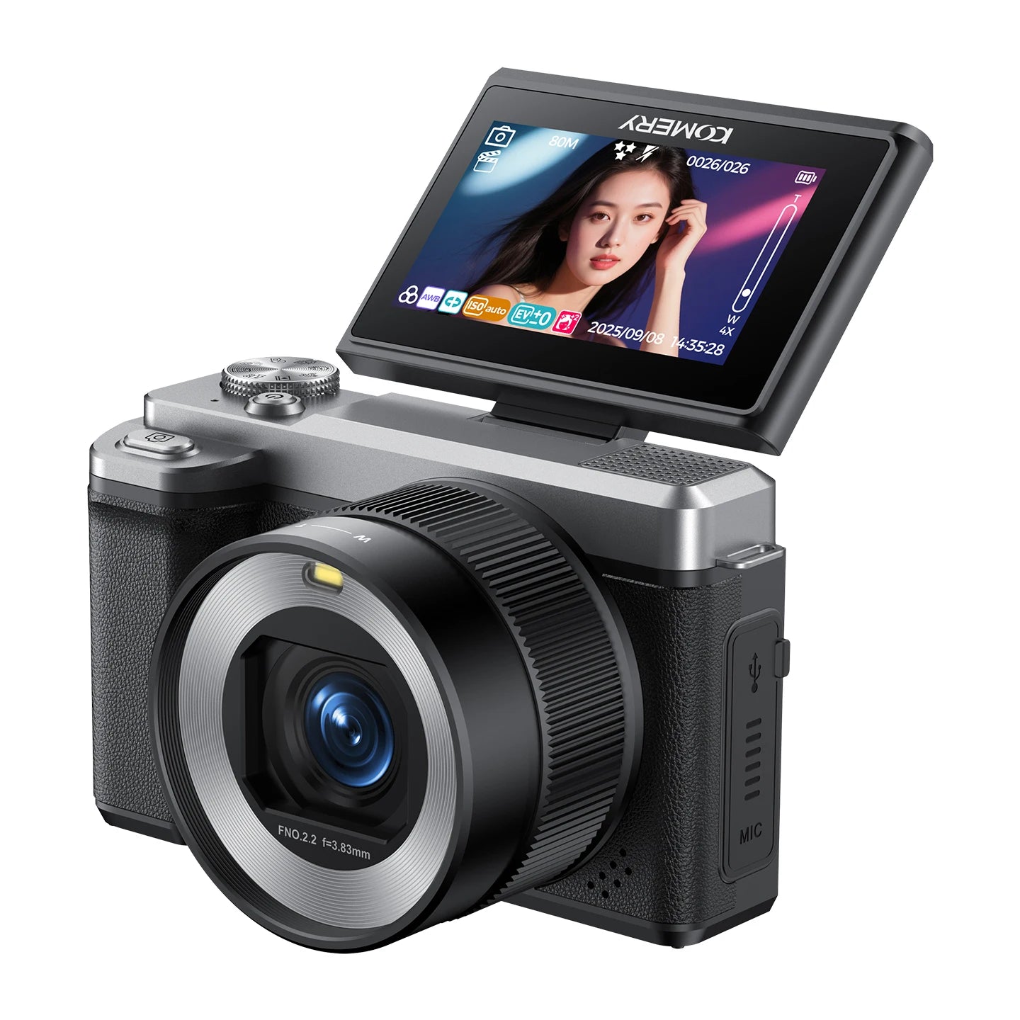 5K Digital Camera Auto Focus 80MP Vlogging Camera for YouTube and Anti-Shake Video Camera with Flash Dual Lens Selfile Camcorder