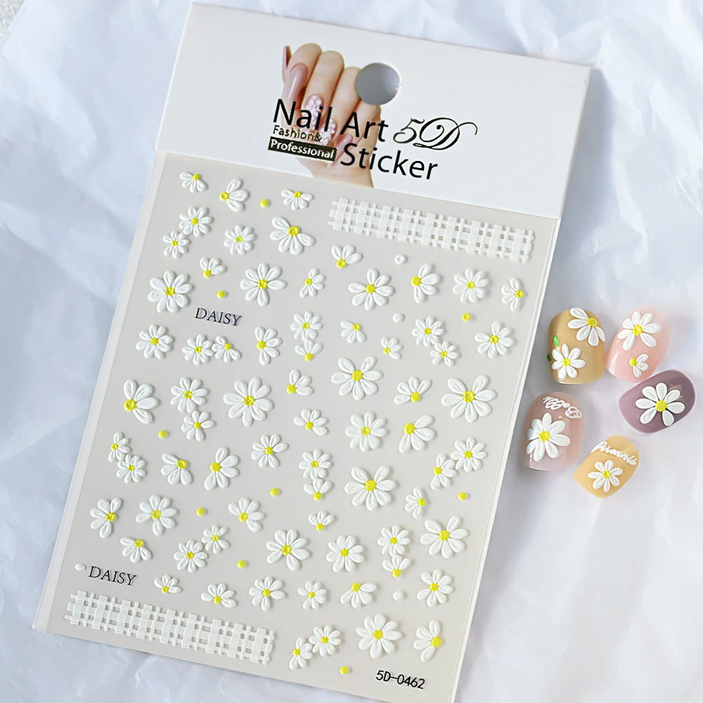 1Pc 3D Lavendar Flowers Stickers for Nails Spring Sakura Floral Leaves Self-Adhesive Sliders Decals Art Manicure for Decoration