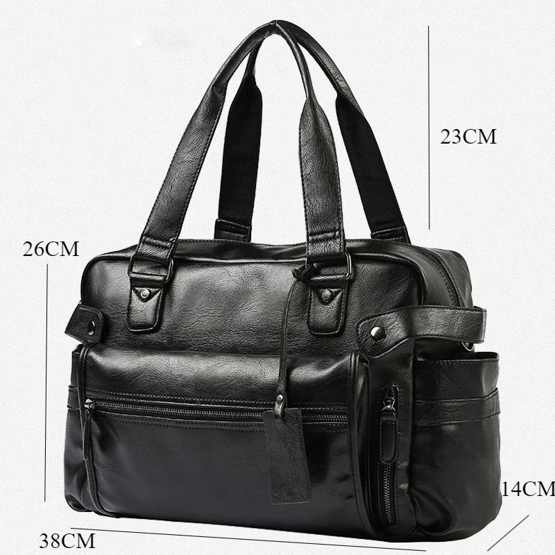 Luxury Crossbody Bags Men Handbag Large Capacity Travel Tote Soft PU Leather Business Men's Crossbody Bag Shoulder Messenger Bag