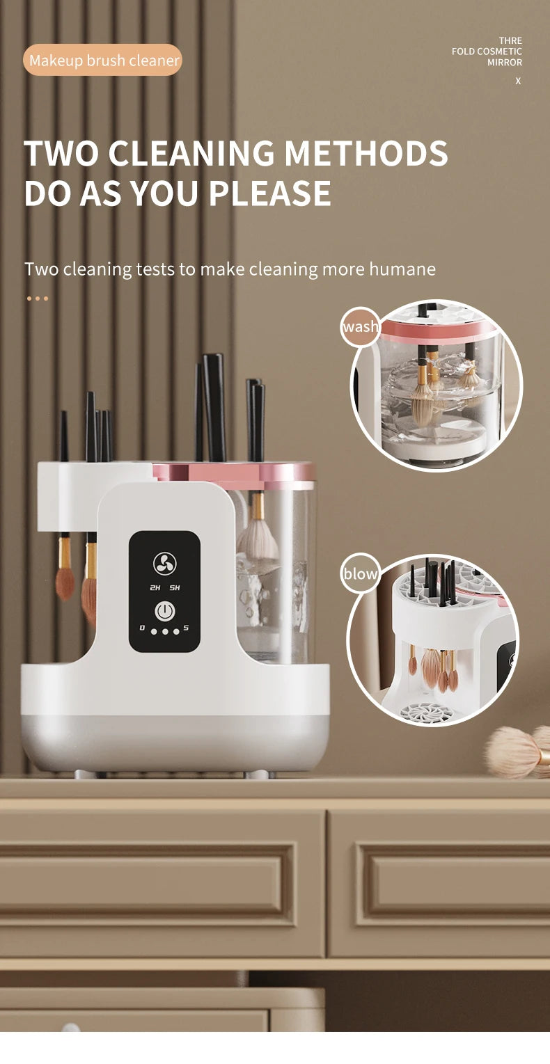 USB Electric Makeup Brush Cleaner 3-in-1 with Automatic Quick-Drying Support Device - Makeup Brush Cleaning And Drying Book Tool