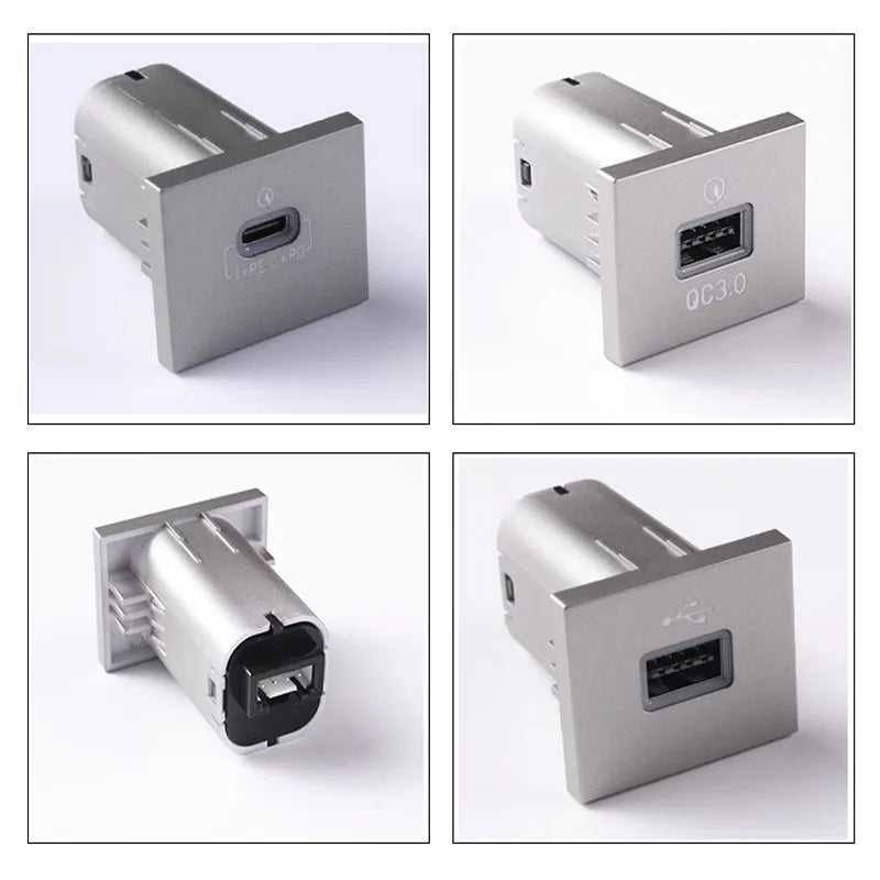 1pc 12V/24V Silvery PD car charger Socket QC3.0 Smart Fast charge USB connector for Ford Focus 2 2004-2010 mk2 Accessories