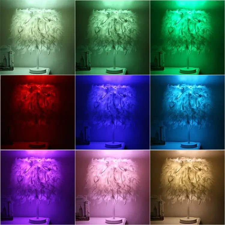 New Creative European Sle Feathers Desk Lamp Bedroom Bede Princ Wedding Room Warm LED Birthday Gift Rose