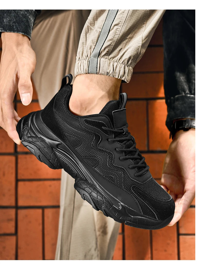 Sports shoes men's four season casual fashion outdoor thick sole breathable comfortable anti slip wear-resistant casual sneakers