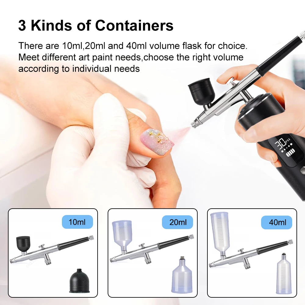 Portable Airbrush Nail with Compressor Mini Airbrush Nail Art Kit Handheld Spray Gun for Nails Art Painting Craft Cake